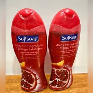 Softsoap Body Wash Lot of 2 Juicy Pomegranate & Mango‎ Infusion 18 fl oz Each